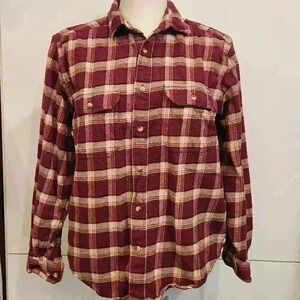 Woolrich Men's Red Plaid 100% Cotton Long Sleeve Work Shirt Size Large